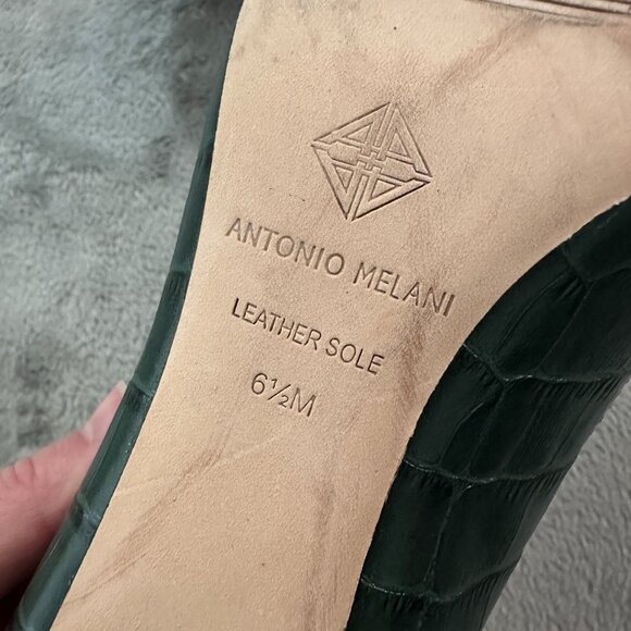 Antonio Melani Dark Green Pointed Toe Kitten Heels Women's 6.5 Penny Loafers - Picture 7 of 7